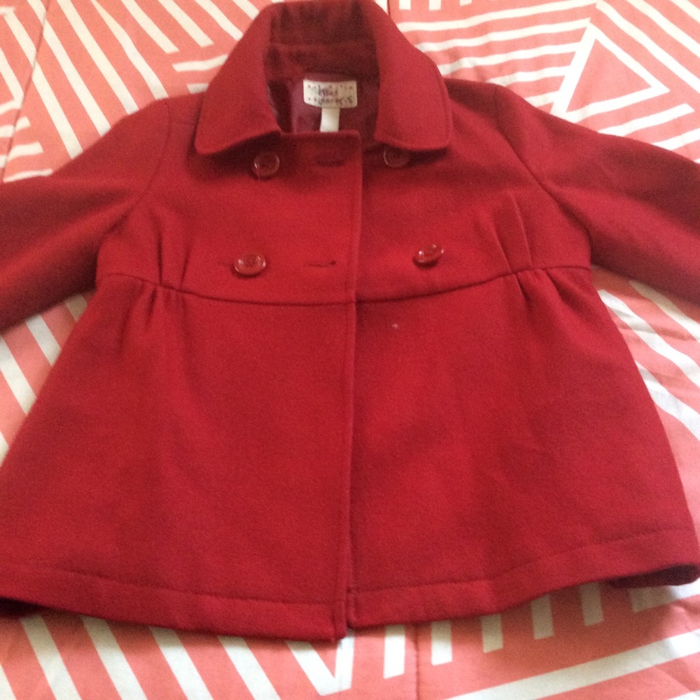 Red pea coat